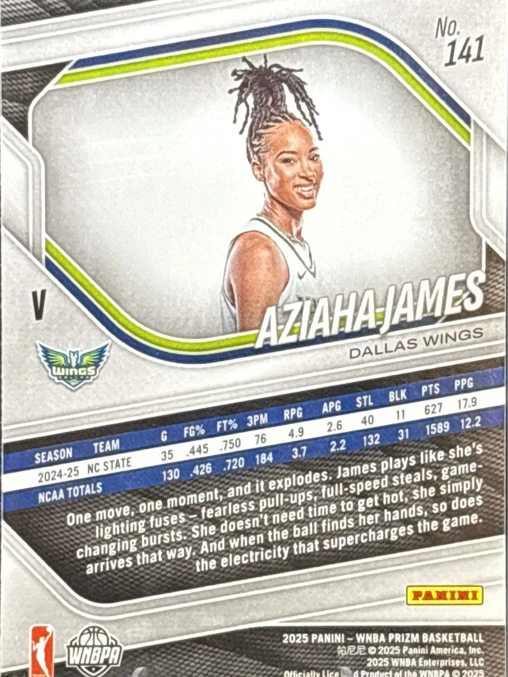 Panini Prizm Aziaha James Rookie Basketball Card